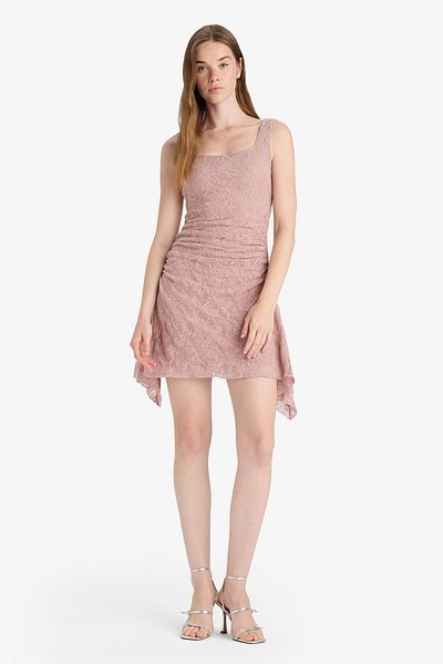DeFacto Round Neck Lace Strap Mini Dress F6763Ax25Hs