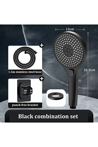Choice مجموعة رأس دش عالي الضغط بثلاث سرعات باللون الأسود مع لوحة كبيرة فائقة القوة للحمام العالمي