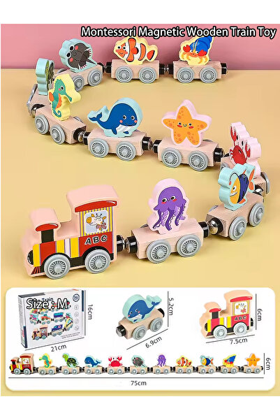 Choice ألعاب قطار خشبية مغناطيسية من مونتيسوري، ألعاب تعليمية مبكرة، لعبة حيوانات، فرز، تعلم الشاي.