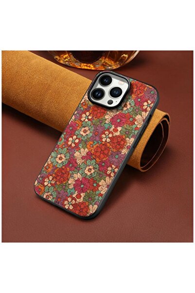 Zebana Apple iPhone 16 Pro Max Uyumlu Kılıf Vintage Kumaş Kılıf Desen 1