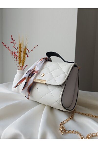 VivazzaLuxe White Mini Women's Hand and Shoulder Bag with Gold Strap – Minimal and Stylish Touch