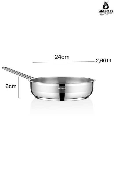 Amboss Saphıre Paslanmaz Çelik Kapaksız Çelik Tava 24x06