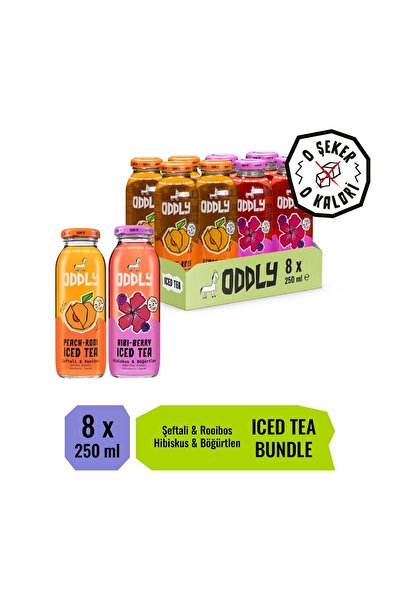 ODDLY Saçma İyi Soğuk Çay Hero İkilisi! Peach-Rooi, Hibi-berry Cam 250 ml 8 Adet