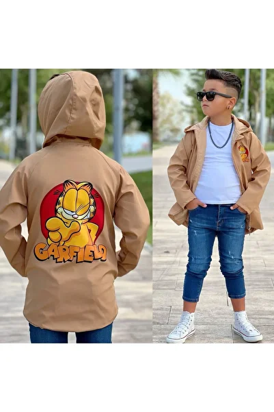 DUDOR KİDS Boy's Waterproof and Windproof Beige Trench Coat-Rain Coat-Windbreaker