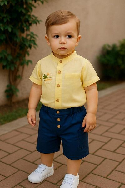 CEVVALMİNİMEN Poplin Shirt and Gabardine Shorts Double Set
