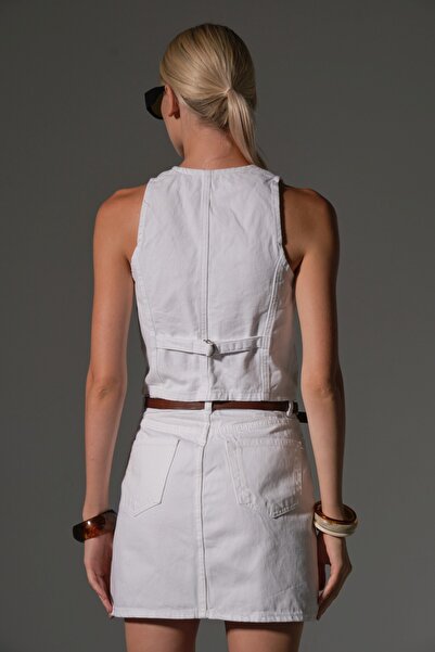 Maule Γυναικείο γιλέκο με κουμπιά από 100% βαμβάκι Gabardine @Sassari