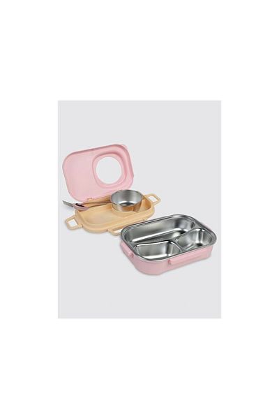 Uzspace Vgn-8021-8091 Stainless Steel Food Container - Lunch Box 600 ml Peach Pink
