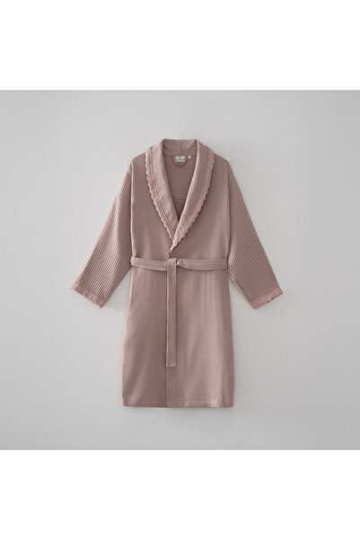 Ecocotton Alessa Women's Pique Bathrobe 100% Organic Cotton Jacquard Powder