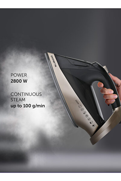 Polaris Electric Steam Iron PIR2852AK, 3M Smart Temp, PRO 5 Ultra-Resistant Ceramic Coating, Black/G