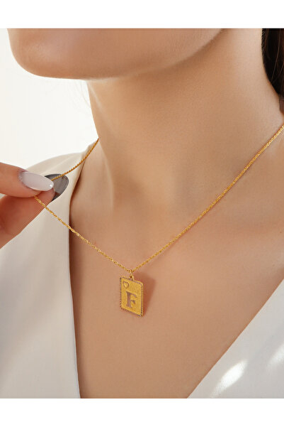 DİAMİNE PIRLANTA 14 Ayar Altın Kare Nostaljik Harf Halat Burgu Zincir Kolye