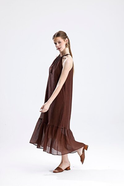 VAPUR TEKSTİL Strappy Beaded Sleeveless Dress