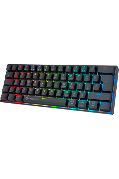 GamePower Lyra RGB 60M 62Tuş Siyah Mekanik Kablolu Blue Switch Klavye - 3 Yıl...