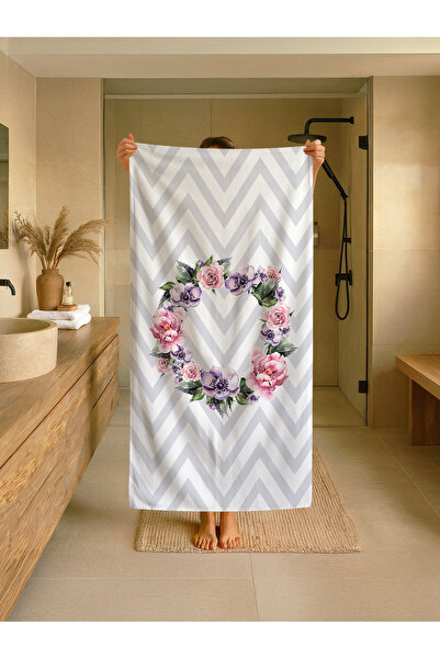 Talia Home Παιδική πετσέτα παραλίας - θάλασσας - πισίνας με μωβ λουλουδάτο σχ...