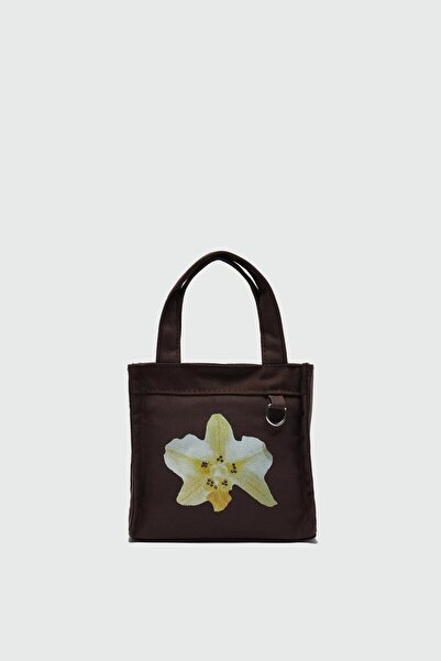 Shule Bags Salva Mini Desenli Kanvas Çapraz Çanta Kahverengi