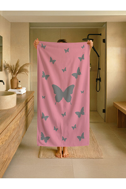 Talia Home Ροζ γκρι μοτίβο Παιδική παραλία - Πετσέτα θάλασσας - πισίνας TLAPH...