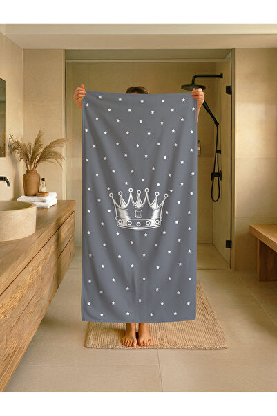 Talia Home Παιδική πετσέτα παραλίας - θάλασσας - πισίνας με γκρι σχέδιο κορών...