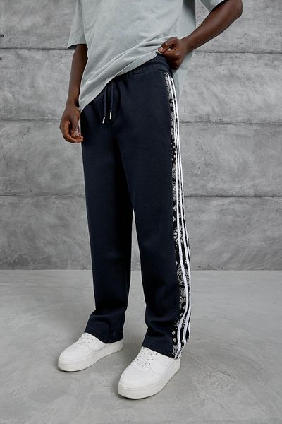 NOMARC Navy Blue Patterned Baggy Sweatpants