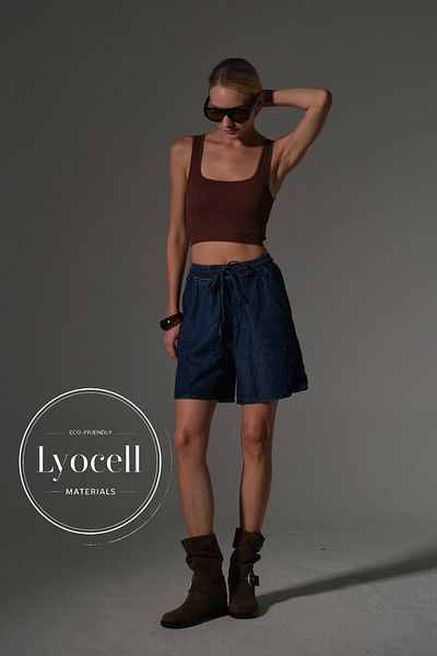 Maule Натуральна бавовняна тканина Lyocell з еластичною ташкою, шнурівкою та кишенями, жіночі міні-шорти