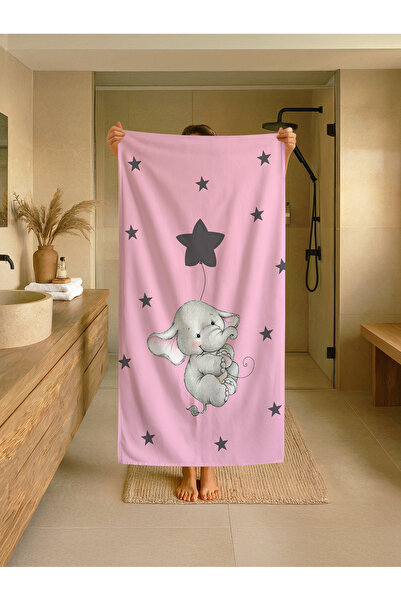 Talia Home Παιδική πετσέτα παραλίας - θάλασσας - πισίνας με σχέδιο ροζ αστέρι...
