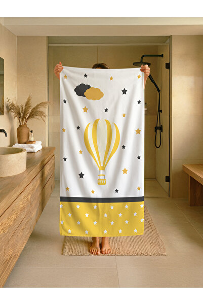 Talia Home Παιδική πετσέτα παραλίας - θάλασσας - πισίνας με κίτρινο σχέδιο με...