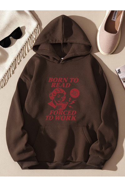uyguntarz Hanorac oversize unisex Born To Read imprimat
