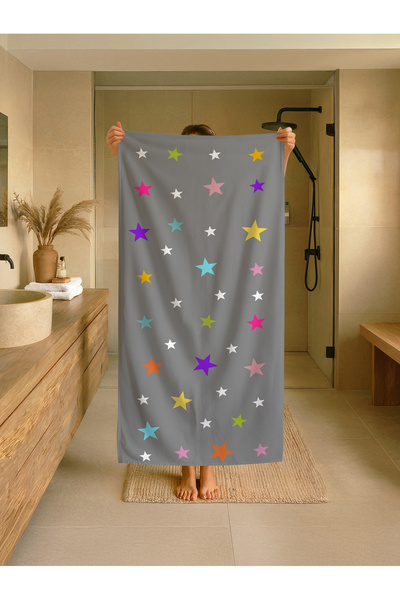 Talia Home Πολύχρωμα αστέρια με σχέδια Παιδική παραλία - Πετσέτα θάλασσας - π...