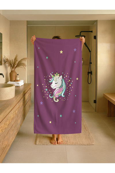 Talia Home Μωβ Παιδική πετσέτα παραλίας - θάλασσας - πισίνας με σχέδιο μονόκε...