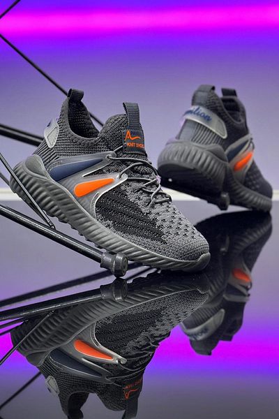 BOUIS Children's Unisex Daily Smoked Navy Elastic Comfortable Breathable Knitwear Flexible Light Stylish Sneaker Sports Shoes