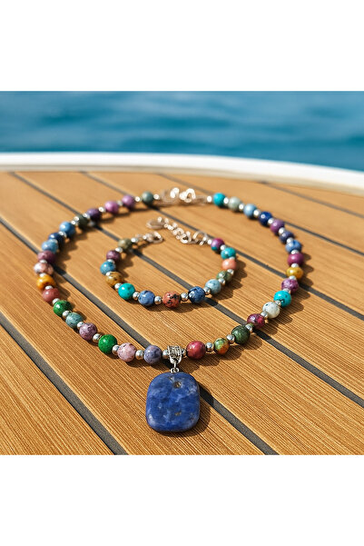 Asteria Elite Jasper Çok Renkli Denge, Huzur Ve Enerji Kolye Bileklik Seti