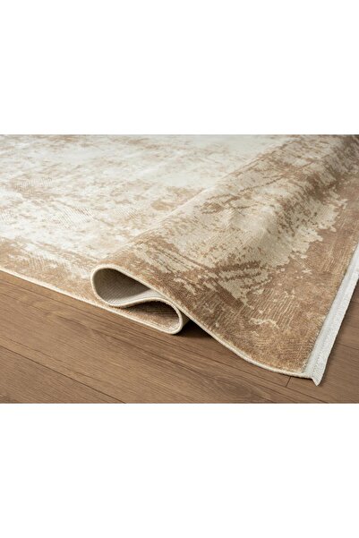 Karmen Halı Cosmos CS003B Bej Halı Modern Detaylı Pamuk Taban Viskon Tozuaz S...