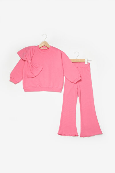 Le Mabelle Pink Bow Detailed Girl's Tracksuit Set - Danita