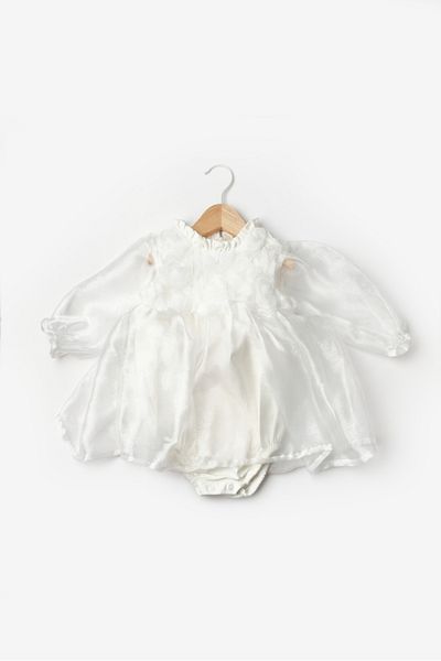 Le Mabelle Rose Detailed Baby Girl Dress with White Tulle Skirt - Ophelia