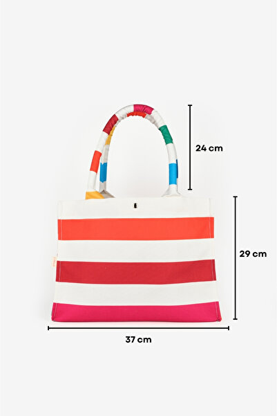 Le Mabelle Πολύχρωμη ριγέ παιδική τσάντα παραλίας