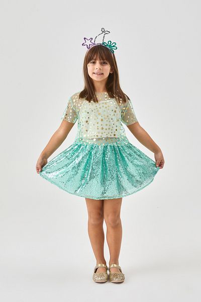 Le Mabelle Mint Sequined Girl's Skirt - Gracie