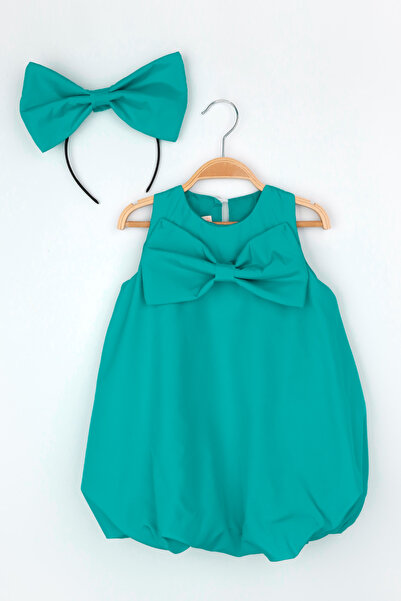 Le Mabelle Girl's Balloon Dress with Mint Bow Detail - Lolita