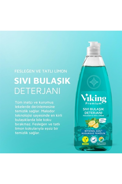 Viking Premium Bulaşık Deterjanı Fesleğen & Limon 750 Ml 2 Adet