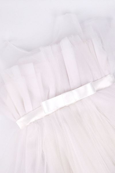 Le Mabelle Girls' Tulle Dress with White Belt Detail - Kendall
