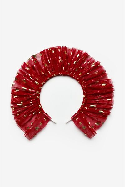 Le Mabelle Girl's Tulle Crown with Star on Red