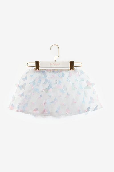 Le Mabelle Blue Butterfly Appliqued Girl's Tulle Skirt - Pauline