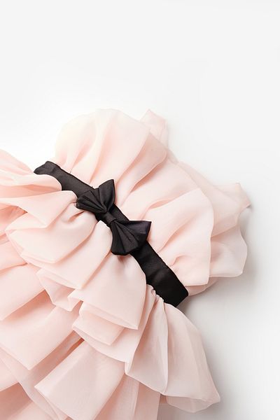 Le Mabelle Powder Front Bow Layered Girl's Dress - Laney