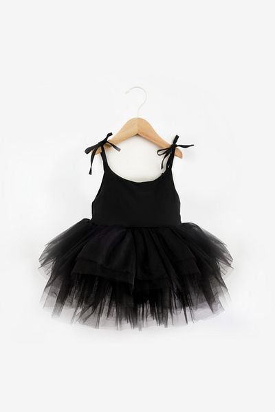 Le Mabelle Jade Black Tutu Skirt Girl's Ballerina Dress with Straps
