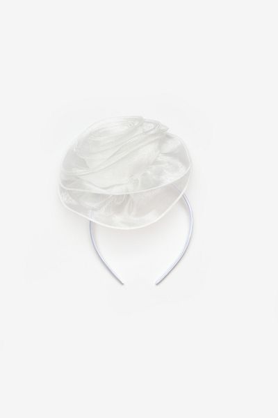 Le Mabelle Girl - White Organza Rose Detailed Crown
