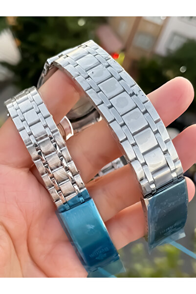 Bentini GÜMÜŞ RENK BAY KOMBİN SAAT KADIN ERKEK ÇİFT SAATİ SEVGİLİ SAATİ SEVGİLİLER GÜNÜ HEDİYESİ