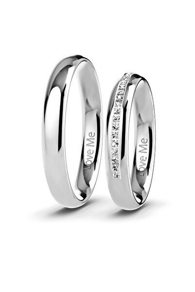 Love Me Yeni Model 1 Adet Mücevher Kalitesinde 4mm Beyaz Renk Asla Kararmaz Unisex Çelik Alyans Lm-052w