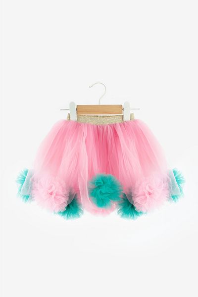 Le Mabelle Pink Pompom Detailed Girl's Skirt - Hilda