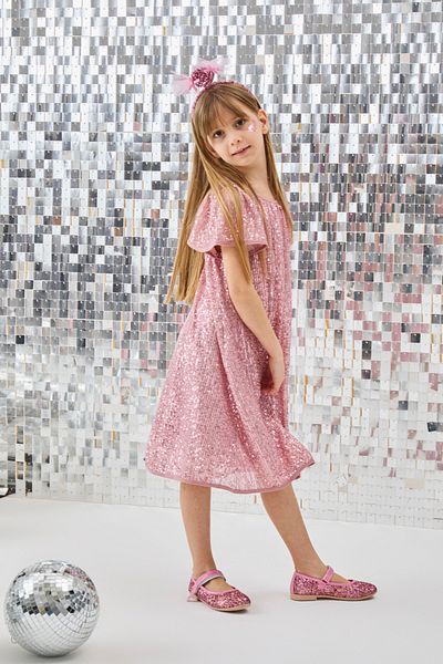Le Mabelle Pink Sequined Girl's Dress-Siri