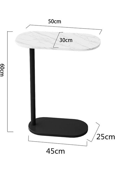 Türkiye Side Table,Bedside End Table,C Shaped End Table,Easy to Assemble Metal Frame Nightstand, Portable Mu