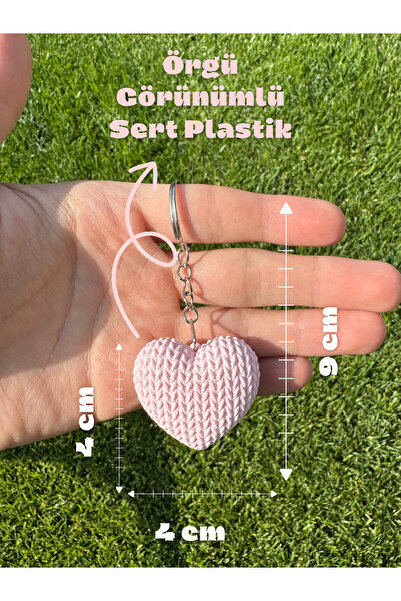 SABAZ سلسلة مفاتيح على شكل قلب منسوجة بلون البودرة - سلسلة مفاتيح على شكل قلب - هدية لتزيين الحقيبة