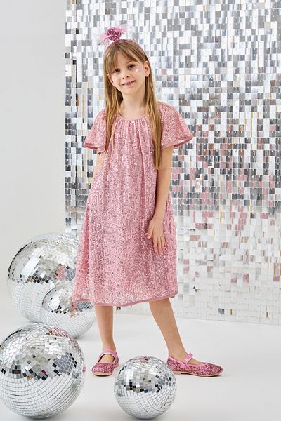 Le Mabelle Pink Sequined Girl's Dress-Siri