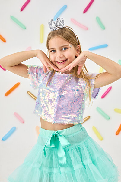 Le Mabelle Lilac Sequin Girl's Crop